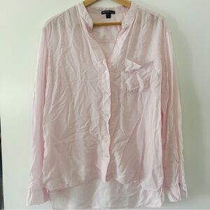 James Perse Light Pink Collarless Button-Down Shirt